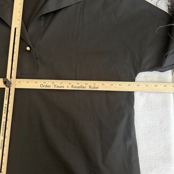 Tuckernuck Blouse Womens XL Boxy Black Feather Willow Glam Pullover Stand Collar - Picture 7 of 9